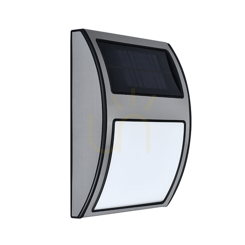Kontrollera Vägglampa för husnummer med solcellsdrift, inkluderar 3 st. 0,1 W LED-lampor, satinmetall/vit och svart plast, IP44, 17 cm