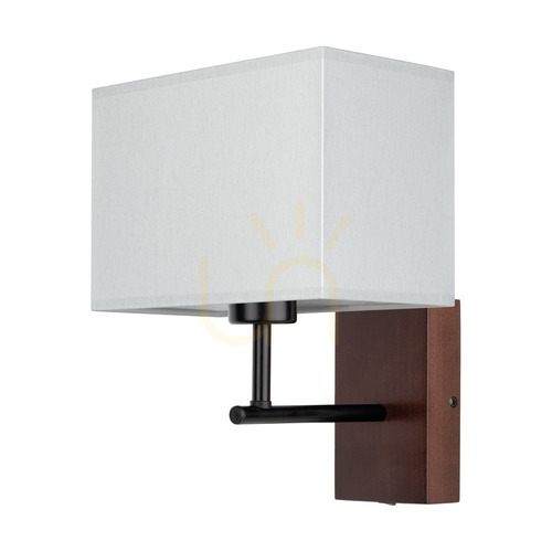 Kontrollera Sonar vägglampa 1xE27 Max. 25 W, bok- och valnötsträ / svart metall / grå lampskärm, 22 cm