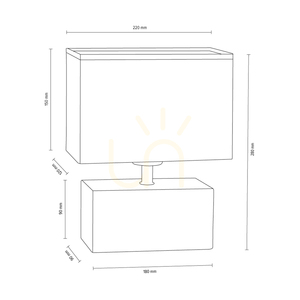 Strong dubbel bordslampa, 1xE27, Max. 25 W, vit betong/svart PVC-sladd/vit lampskärm, 22 cm small 2