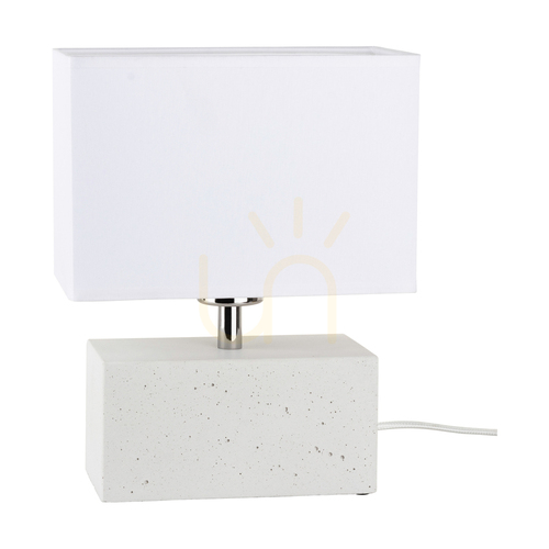 Kontrollera Strong dubbel bordslampa, 1xE27, Max. 25 W, vit betong/svart PVC-sladd/vit lampskärm, 22 cm