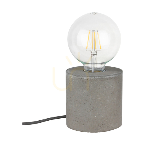 Kontrollera Robust bordslampa, 1xE27, Max. 25 W, betonggrå/svart PVC-kabel, Ø 10 cm
