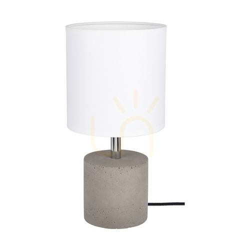 Kontrollera Robust bordslampa, 1xE27, Max. 25 W, betonggrå/svart PVC-sladd/vit lampskärm, Ø 15 cm