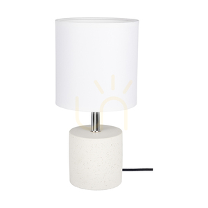Robust bordslampa, 1xE27, Max. 25 W, vit betong/svart PVC-sladd/vit lampskärm, Ø 15 cm small 0