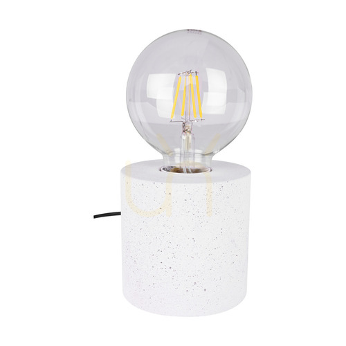 Kontrollera Robust bordslampa, 1xE27, Max. 25 W, vit betong/svart PVC-kabel, Ø 10 cm