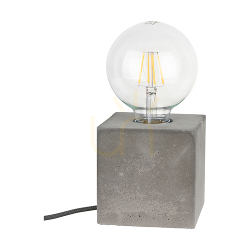 Kontrollera Robust fyrkantig bordslampa, 1xE27, Max. 25 W, betonggrå/svart, 10 cm PVC-kabel