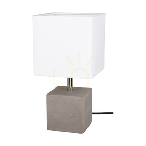 Robust fyrkantig bordslampa, 1xE27, Max. 25 W, betonggrå/svart PVC-sladd/vit lampskärm, 15 cm small 0