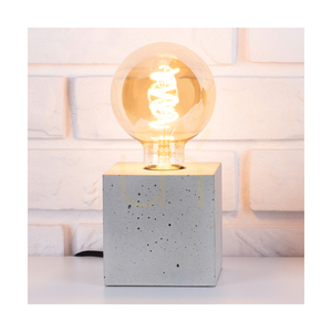 Robust fyrkantig bordslampa, 1xE27, Max. 25 W, vit betong/svart PVC-kabel, 10 cm small 1