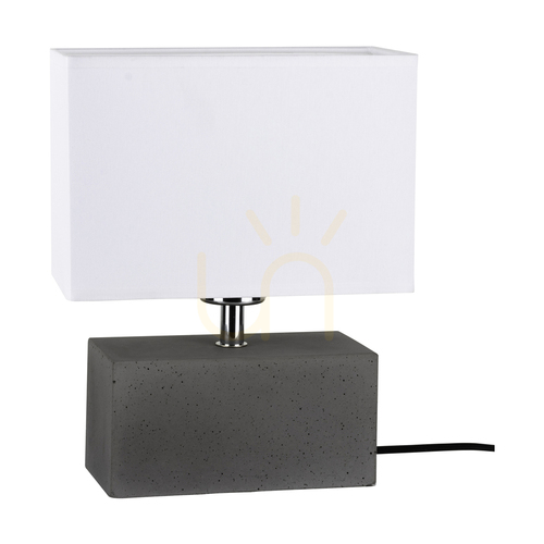Kontrollera Strong dubbel bordslampa, 1xE27, Max. 25 W, betonggrå/svart PVC-sladd/vit lampskärm, 22 cm