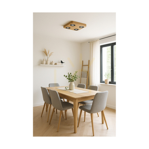 Sunniva taklampa, inklusive 4 st. LED-lampor 3000 K 5 W, brunbetsad furu / svart metall, 26 cm small 2