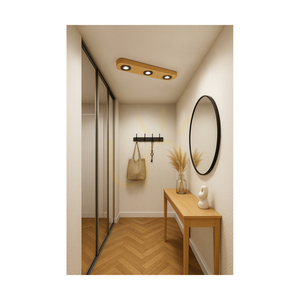 Sunniva taklampa, inklusive 3 st. LED-lampor 3000 K 5 W, brunbehandlad furu / svart metall, 42 cm small 2
