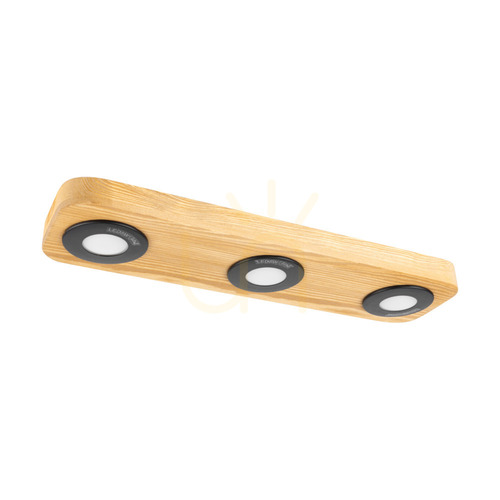 Kontrollera Sunniva taklampa, inklusive 3 st. LED-lampor 3000 K 5 W, brunbehandlad furu / svart metall, 42 cm