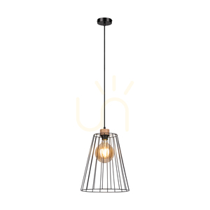 Swan taklampa 1xE27 Max. 60 W, oljad ek/svart metall/svart PVC-sladd/svart metallskärm, Ø 30 cm small 1