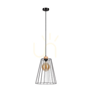 Swan taklampa 1xE27 Max. 60 W, oljad ek/svart metall/svart PVC-sladd/svart metallskärm, Ø 30 cm small 0