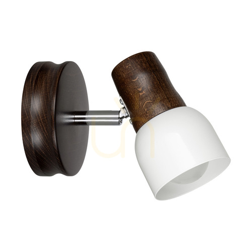 Kontrollera Svantje vägglampa 1xE14 Max. 40 W, bok- och valnötsträ / krommetall / vit metallskärm, 17 cm