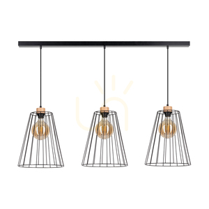 Swan taklampa, 3xE27, Max. 60 W, oljad ek/svart metall/svart PVC-sladd/svart metallskärm, 117 cm small 0
