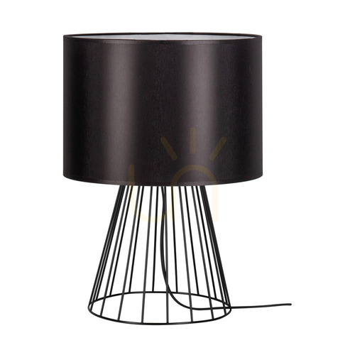 Kontrollera Bordslampa ”Swan”, 1xE27, Max. 40 W, svart metall/svart PVC-sladd/svart lampskärm, Ø 25 cm