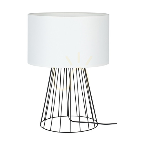 Kontrollera Bordslampa ”Swan”, 1xE27, Max. 60 W, svart metall/svart PVC-sladd/vit lampskärm, Ø 40 cm