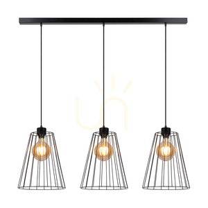 Swan taklampa, 3xE27, Max. 60 W, svart metall/svart PVC-sladd/svart metallskärm, 117 cm small 1