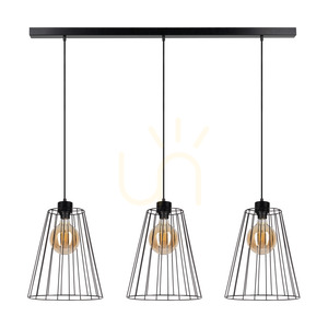 Swan taklampa, 3xE27, Max. 60 W, svart metall/svart PVC-sladd/svart metallskärm, 117 cm small 0