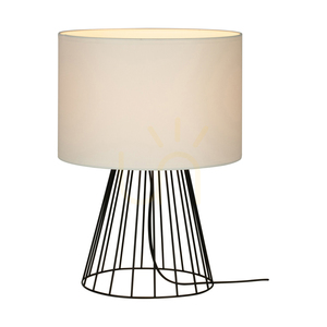 Bordslampa ”Swan”, 1xE27, Max. 40 W, svart metall/svart PVC-sladd/vit lampskärm, Ø 25 cm small 1
