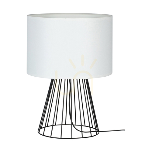 Kontrollera Bordslampa ”Swan”, 1xE27, Max. 40 W, svart metall/svart PVC-sladd/vit lampskärm, Ø 25 cm