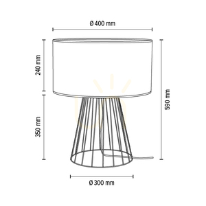Bordslampa ”Swan”, 1xE27, Max. 60 W, svart metall/svart PVC-sladd/svart lampskärm, Ø 40 cm small 4