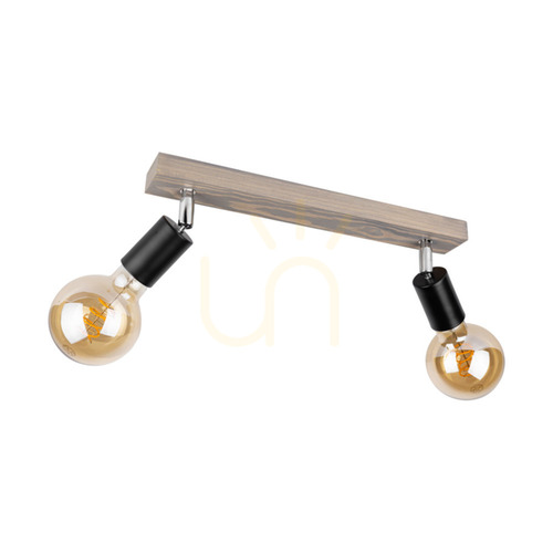 Kontrollera Takada taklampa, 2xE27, Max. 25 W, gråbetsad furu / svart metall, 40 cm