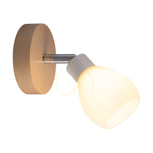 Talea vägglampa, inklusive 1 G9-LED-lampa (max. 3 W), björk/vitmetall/vit glasskärm, Ø 10 cm small 1