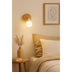 Talea vägglampa, inklusive 1 G9-LED-lampa (max. 3 W), björk/vitmetall/vit glasskärm, Ø 10 cm small 3