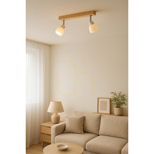 Talea taklampa, inklusive 2 G9-LED-lampor (max. 3 W), björk/vitmetall/vit glasskärm, 39 cm small 3
