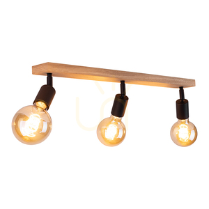 Tamea taklampa, 3xE27, Max. 25 W, oljad ek/svart metall, 52 cm small 1
