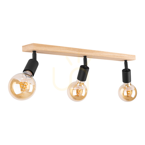 Kontrollera Tamea taklampa, 3xE27, Max. 25 W, oljad ek/svart metall, 52 cm