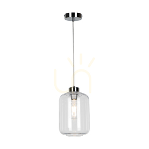 Tarro taklampa, 1xE27, Max. 60 W, krommetall / genomskinlig PVC-sladd / genomskinlig glasskärm, Ø 17 cm small 1