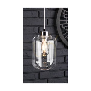 Tarro taklampa, 1xE27, Max. 60 W, krommetall / genomskinlig PVC-sladd / genomskinlig glasskärm, Ø 17 cm small 2