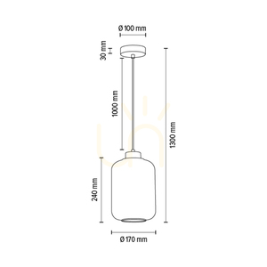 Tarro taklampa, 1xE27, Max. 60 W, krommetall / genomskinlig PVC-sladd / genomskinlig glasskärm, Ø 17 cm small 4