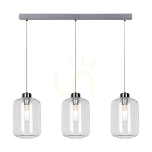 Tarro taklampa, 3xE27, Max. 60 W, krommetall / genomskinlig PVC-sladd / genomskinlig glasskärm, 76 cm small 1