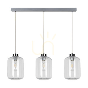 Tarro taklampa, 3xE27, Max. 60 W, krommetall / genomskinlig PVC-sladd / genomskinlig glasskärm, 76 cm small 0