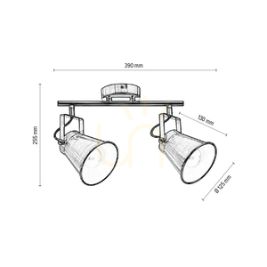 Tekla taklampa, 2xE27, Max. 60 W, metallpatina, 39 cm small 4