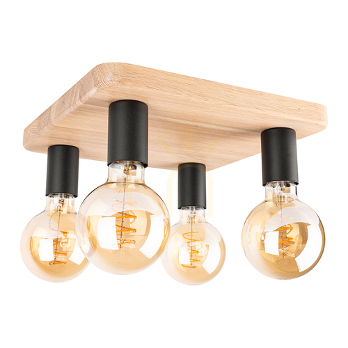 Kontrollera Tamea taklampa, 4xE27, Max. 25 W, oljad ek/svart metall, 40 cm