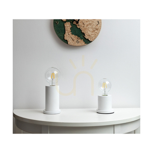 Bordslampa Tasse, 1xE27, Max. 25 W, vitt bokträ, genomskinlig PVC-sladd, Ø 10 cm small 1