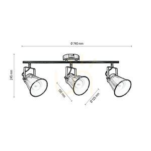 Tekla taklampa, 3xE27, Max. 60 W, metallpatina, 74 cm small 2