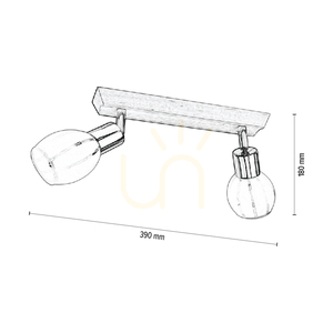 Taklampa Tessa, 2xE14, Max. 40 W, björk/satinmetall/vit-transparent glasskärm, 39 cm small 2