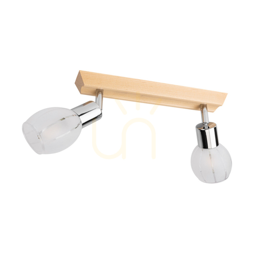 Kontrollera Taklampa Tessa, 2xE14, Max. 40 W, björk/satinmetall/vit-transparent glasskärm, 39 cm