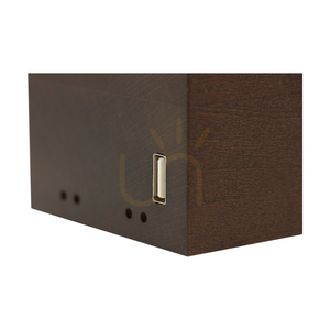 Theo bordslampa, 1xE27, Max. 25 W, bok- och valnötsträ, svart PVC-kabel med inbyggd USB-laddare, 18 cm small 2