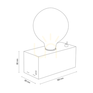 Theo bordslampa, 1xE27, Max. 25 W, bok- och valnötsträ, svart PVC-kabel med inbyggd USB-laddare, 18 cm small 3