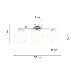 Tilo taklampa, 3xE14, Max. 25 W, krommetall/vit glasskärm, 54 cm small 4