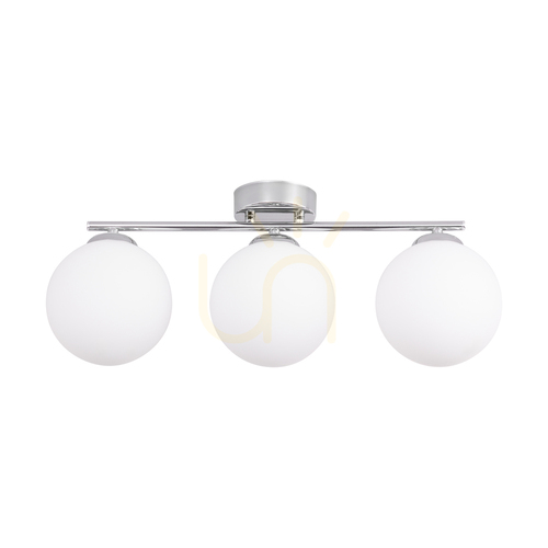 Kontrollera Tilo taklampa, 3xE14, Max. 25 W, krommetall/vit glasskärm, 54 cm