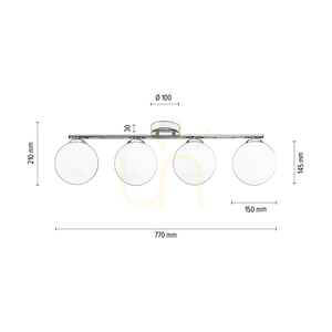 Tilo taklampa, 4xE14, Max. 25 W, krommetall/vit glasskärm, 77 cm small 5