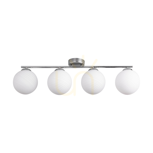 Kontrollera Tilo taklampa, 4xE14, Max. 25 W, krommetall/vit glasskärm, 77 cm