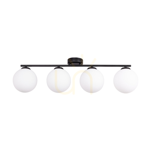 Tilo taklampa, 4xE14, Max. 25 W, svart metall/vit glasskärm, 77 cm small 0